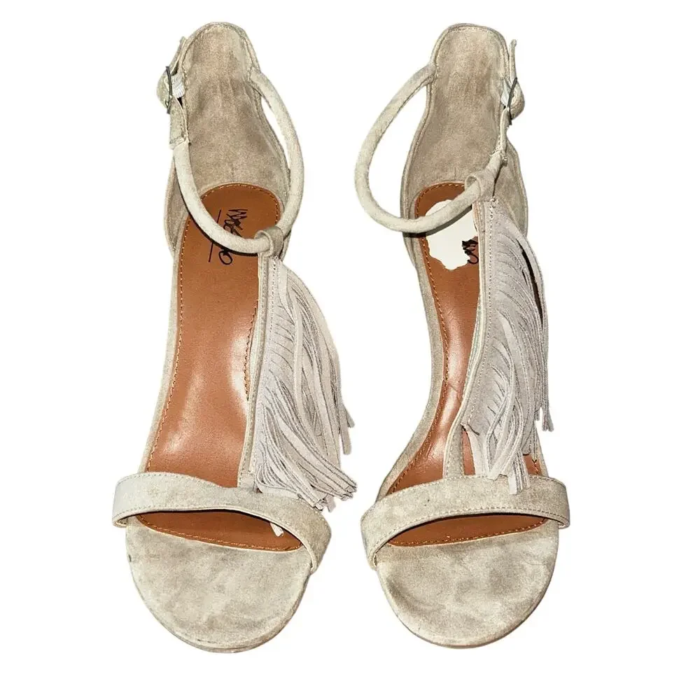 Mossimo Supply Co Tan Faux Suede Ankle Strap Stiletto Heels Women's 9.5